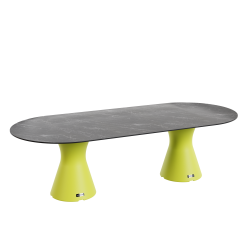 Table ovale et chaise de jardin design 10 personnes, salon de jardin repas 10 places
