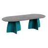 Ensemble table et chaise de jardin 10 personnes, mobilier jardin design marbre noir