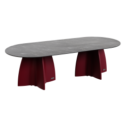 Ensemble table et chaise de jardin 10 personnes, mobilier jardin design marbre noir