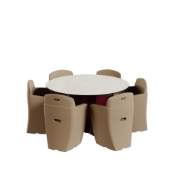 Ensemble table et chaise de jardin 6 personnes, salon jardin design 6 places