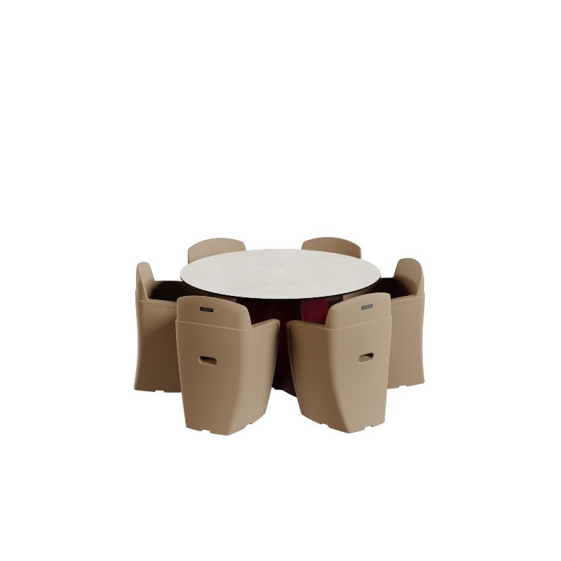 Ensemble table et chaise de jardin 6 personnes, salon jardin design 6 places