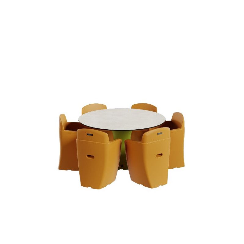 Table chaise 6 personnes jardin, mobilier de jardin contemporain 6 places