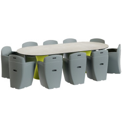 Table chaise 10 personnes jardin, salon de jardin design 10 places