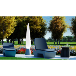 Table basse de jardin carrée design, table basse extérieur coloris crème