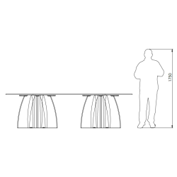 Grande table de jardin ovale marbe noir, table de repas design 10 personnes extérieur