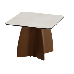 Table basse de jardin carrée design, table basse extérieur coloris crème