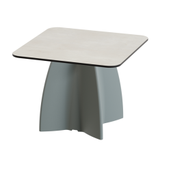 Table basse de jardin carrée design, table basse extérieur coloris crème