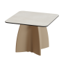 Table basse de jardin carrée design, table basse extérieur coloris crème