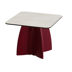 Table basse de jardin carrée design, table basse extérieur coloris crème