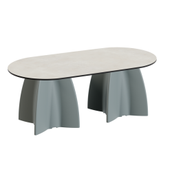 Table basse de jardin ovale, table basse ovale design crème