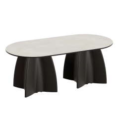 Table basse de jardin ovale, table basse ovale design crème