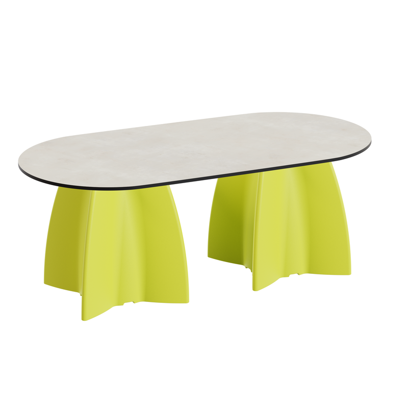 Table basse de jardin ovale, table basse ovale design crème
