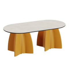Table basse de jardin ovale, table basse ovale design crème