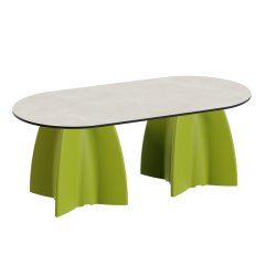 Table basse de jardin ovale, table basse ovale design crème
