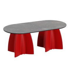 Table basse ovale de jardin marbre noir, table basse ovale design moderne