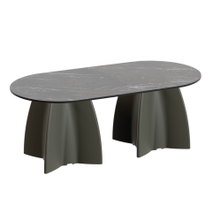 Table basse ovale de jardin marbre noir, table basse ovale design moderne