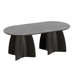 Table basse ovale de jardin marbre noir, table basse ovale design moderne