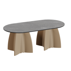 Table basse ovale de jardin marbre noir, table basse ovale design moderne