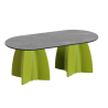 Table basse ovale de jardin marbre noir, table basse ovale design moderne