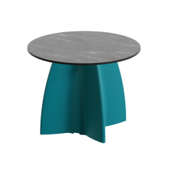 Table basse design en marbre noir, table basse ronde moderne de jardin