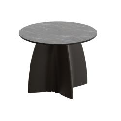 Table basse design en marbre noir, table basse ronde moderne de jardin