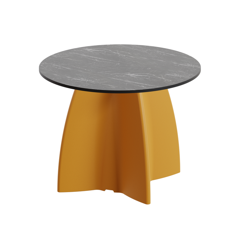Table basse design en marbre noir, table basse ronde moderne de jardin