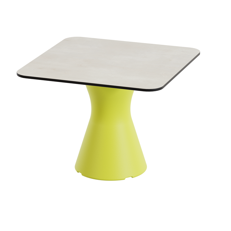 Table basse jardin design, table basse carrée coloris crème