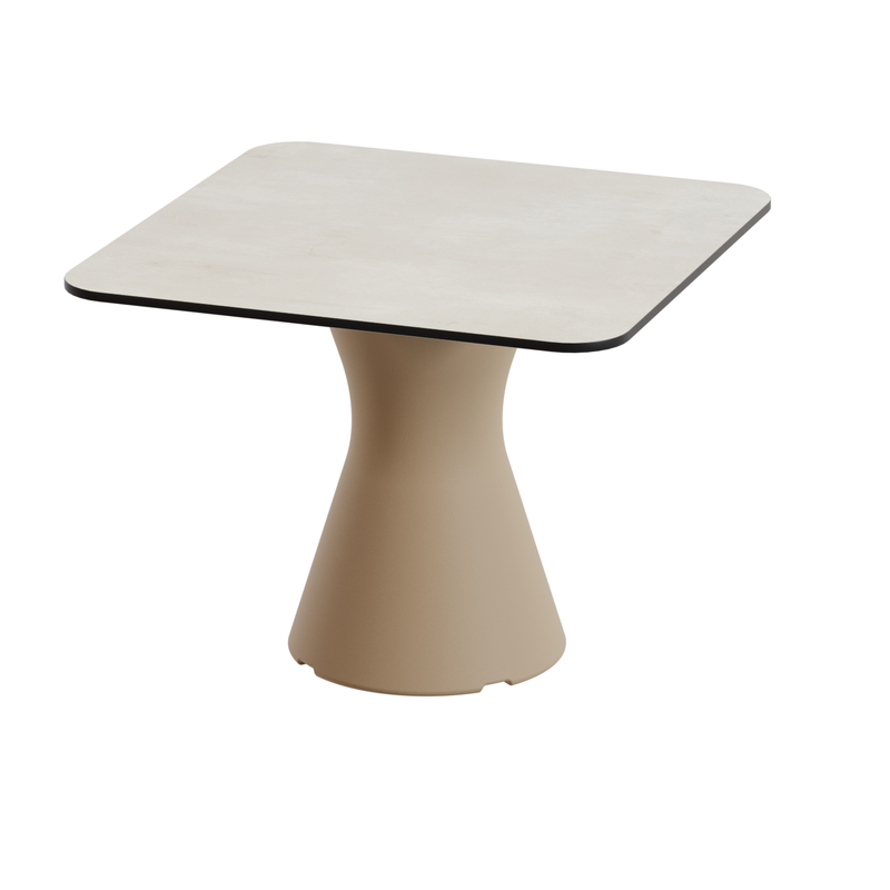 Table basse jardin design, table basse carrée coloris crème