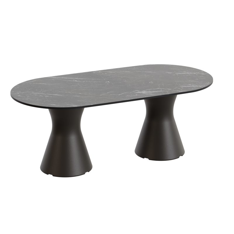 Table basse de jardin design marbe noir, table basse ovale haute gamme