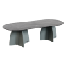 Grande table de jardin ovale marbe noir, table de repas design 10 personnes extérieur