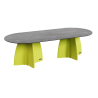 Grande table de jardin ovale marbe noir, table de repas design 10 personnes extérieur