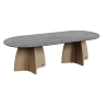 Grande table de jardin ovale marbe noir, table de repas design 10 personnes extérieur