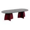 Grande table de jardin ovale marbe noir, table de repas design 10 personnes extérieur