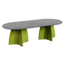 Grande table de jardin ovale marbe noir, table de repas design 10 personnes extérieur