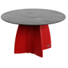 Table jardin ronde marbre noir, table jardin design 6 personnes