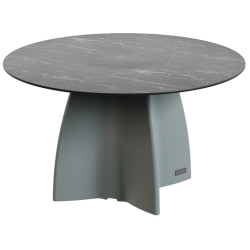 Table jardin ronde marbre noir, table jardin design 6 personnes