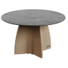 Table jardin ronde marbre noir, table jardin design 6 personnes