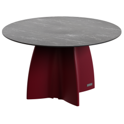 Table jardin ronde marbre noir, table jardin design 6 personnes