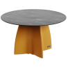 Table jardin ronde marbre noir, table jardin design 6 personnes