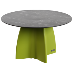Table jardin ronde marbre noir, table jardin design 6 personnes