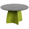 Table jardin ronde marbre noir, table jardin design 6 personnes