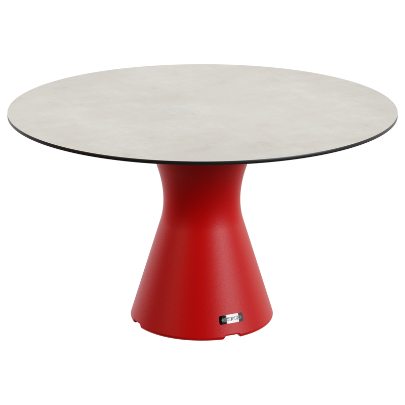 Table design pied central 6 personnes, table ronde jardin haute gamme