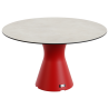 Table design pied central 6 personnes, table ronde jardin haute gamme