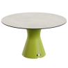 Table design pied central 6 personnes, table ronde jardin haute gamme