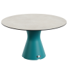 Table design pied central 6 personnes, table ronde jardin haute gamme