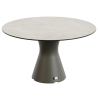 Table design pied central 6 personnes, table ronde jardin haute gamme