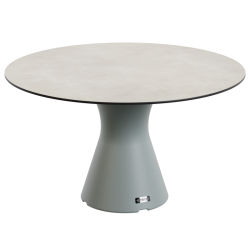 Table design pied central 6 personnes, table ronde jardin haute gamme