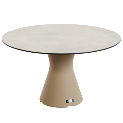 Table design pied central 6 personnes, table ronde jardin haute gamme