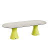Table de jardin design marbre crème, table jardin ovale 10 personnes