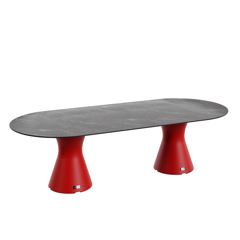 Table ovale marbre noir 10 personnes, table de jardin design ovale haute gamme